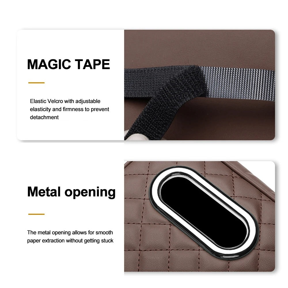 Car Armrest Pad with Tissue Box & Side Storage – Leather Console Protector - Delicate Leather