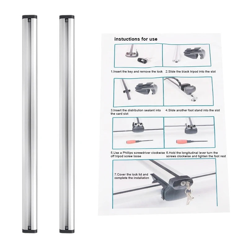 2PCS Universal 120/130CM Car Roof Rack - Waterproof Luggage Support for SUVs & Cars with Anti-Theft Lock - Delicate Leather