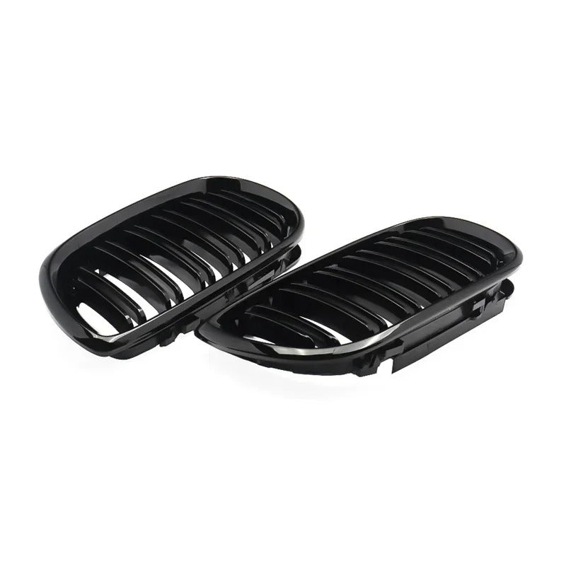 Gloss Black Double Line Kidney Grilles for BMW E46 3-Series (2001-2006 Facelift)