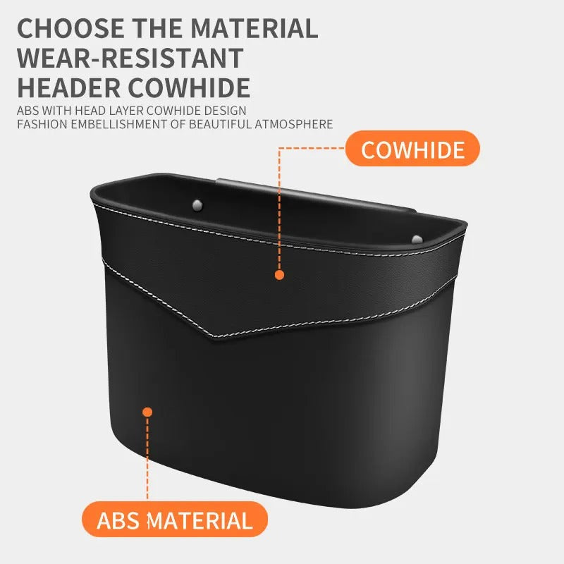 Car Trash Can – Multi-Functional Hanging Storage Bucket for Interior Organization - Delicate Leather