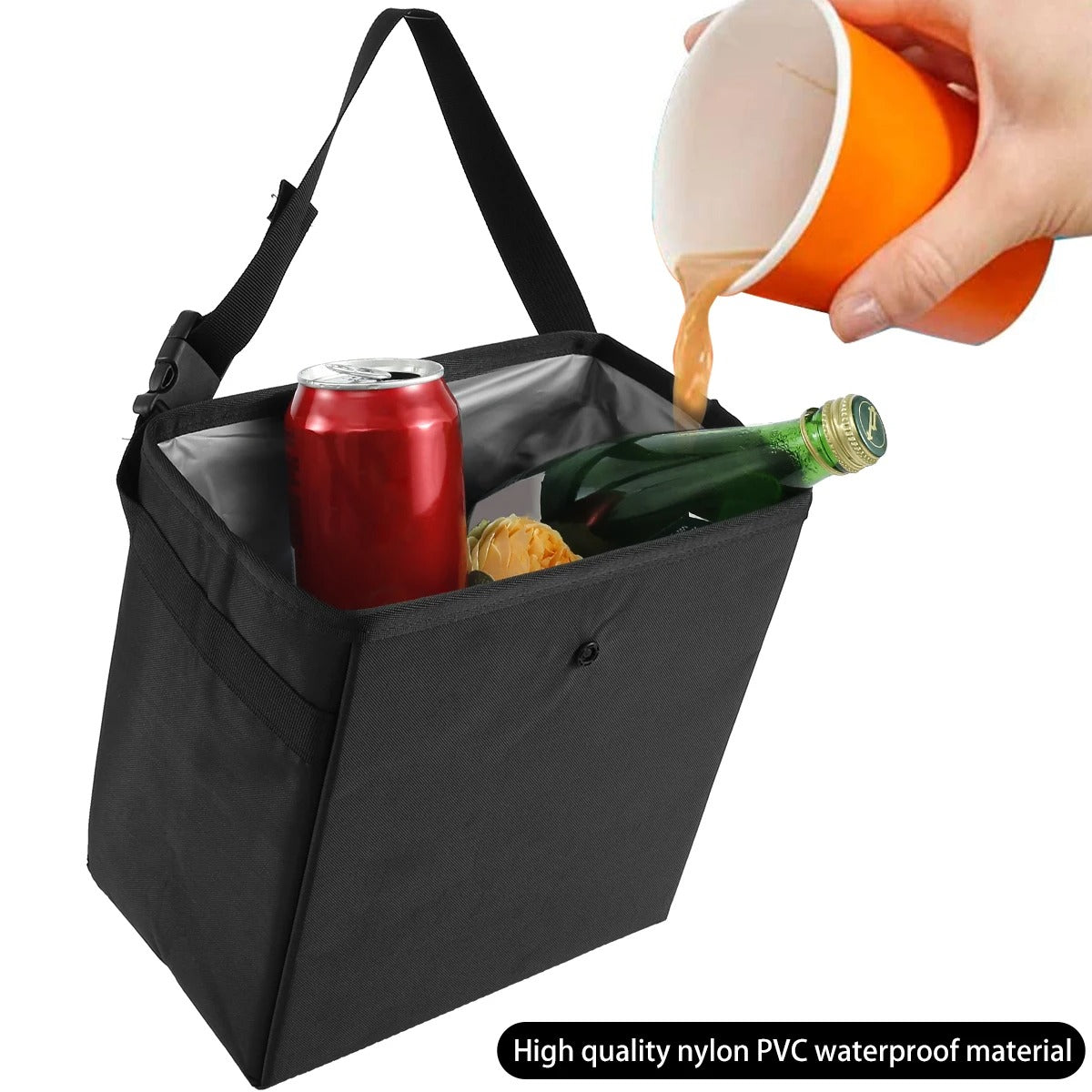 Foldable Waterproof Car Trash Can – 6.5L/8.5L Large Capacity Garbage Bag & Storage Organizer with Hanging Strap - Delicate Leather