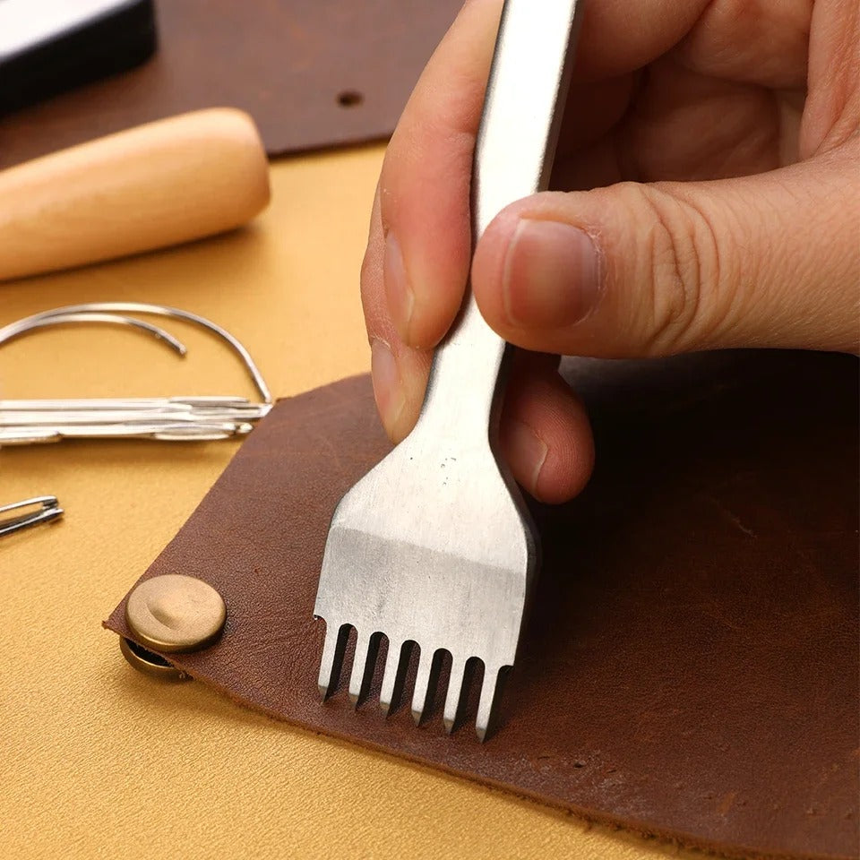 Professional Leathercraft Tools Kit – Hand Sewing & Carving DIY Set for Leather Projects