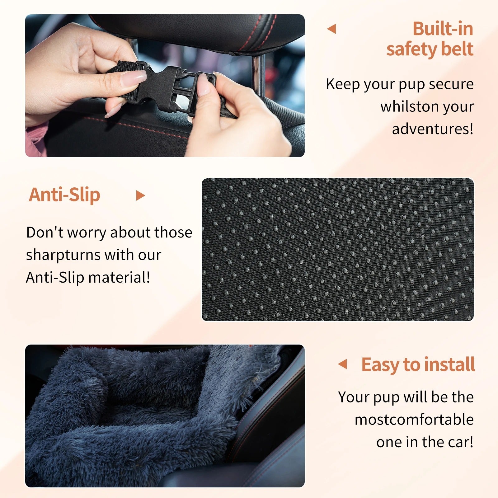 Dog Car Seat for Large Dogs - Two-Dog Travel Back Seat Booster Sofa with Washable Plush Cover