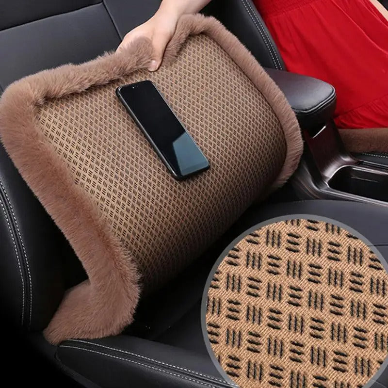 Plush Car Seat Cushion – Warm & Cozy Winter Seat Cover for All Vehicles - Delicate Leather