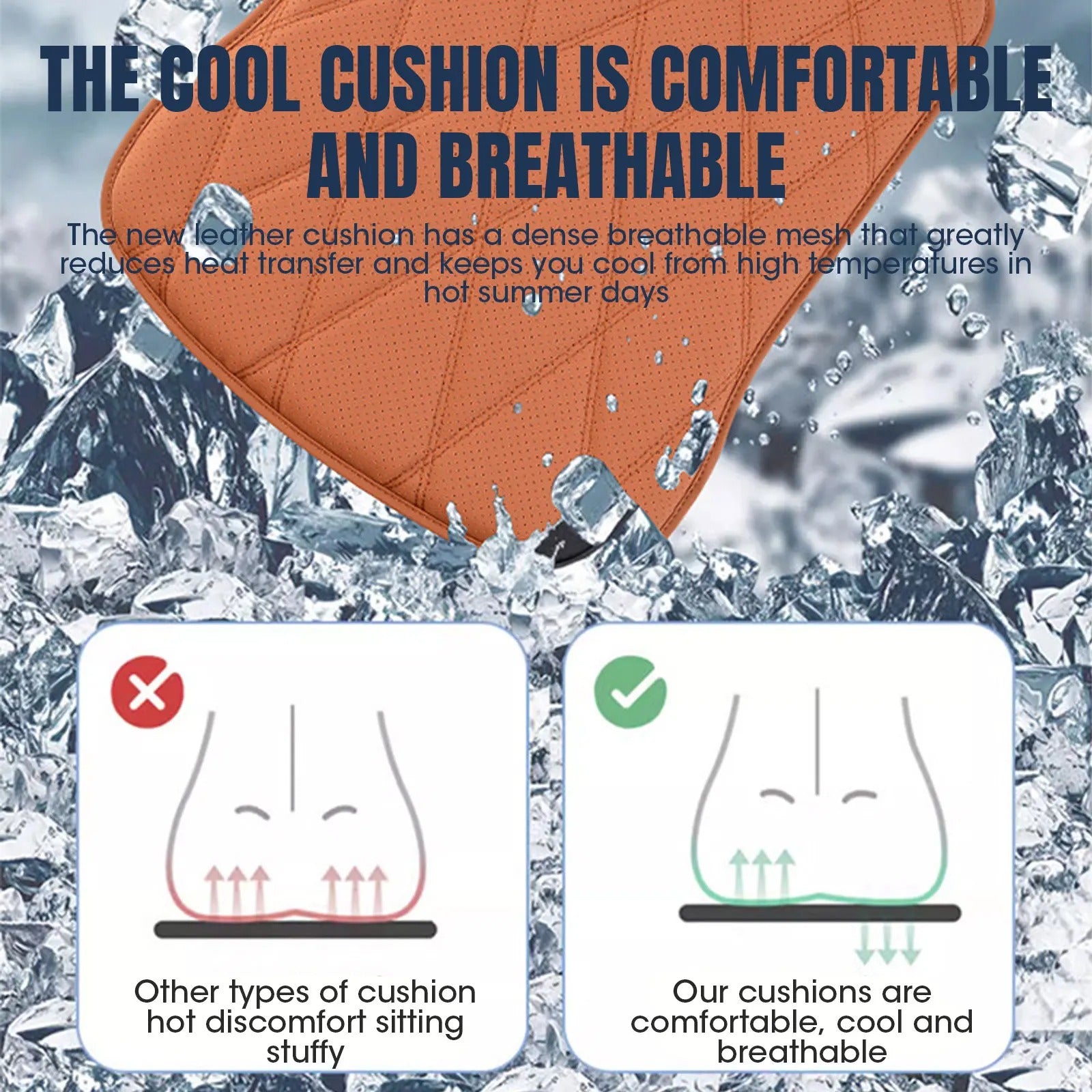 Car Breathable Cushion – Four Seasons Non-Slip Seat Cushion for Comfort and Cooling - Delicate Leather