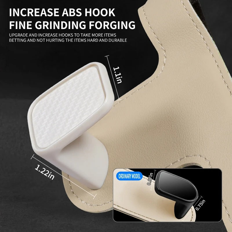 Auto Sport Seat Back Hook – Multi-Functional Widened & Thickened Storage Hook - Delicate Leather