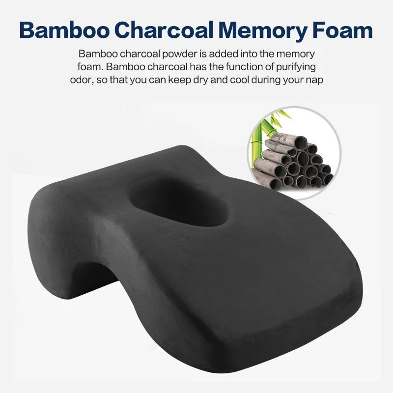 Memory Foam Nap Pillow – Orthopedic Neck and Head Support for Travel, Office, and Desk Rest - Delicate Leather