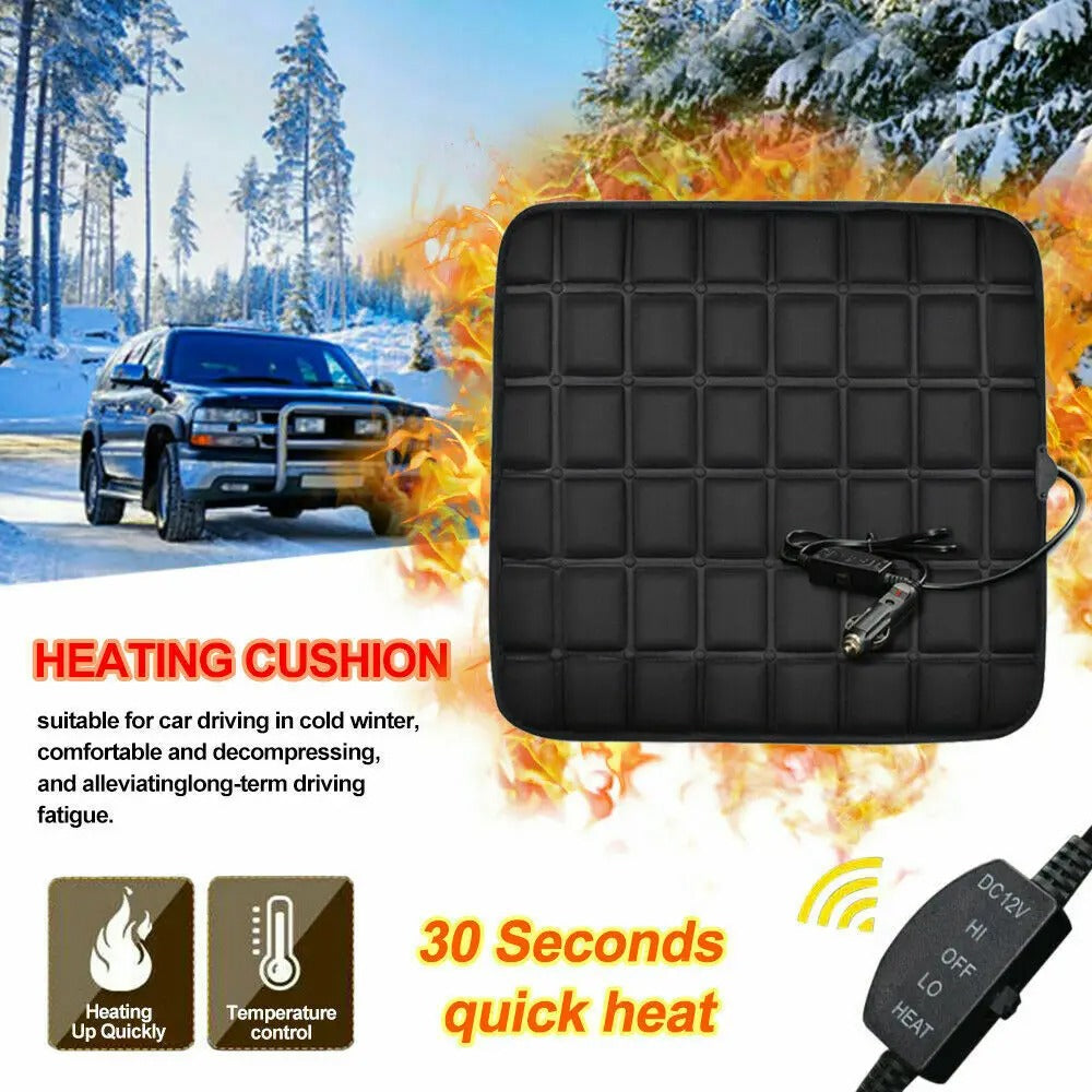 Universal Heated Car Seat Cushion – Non-Slip Heating Pad for Cars, Office, and Home - Delicate Leather