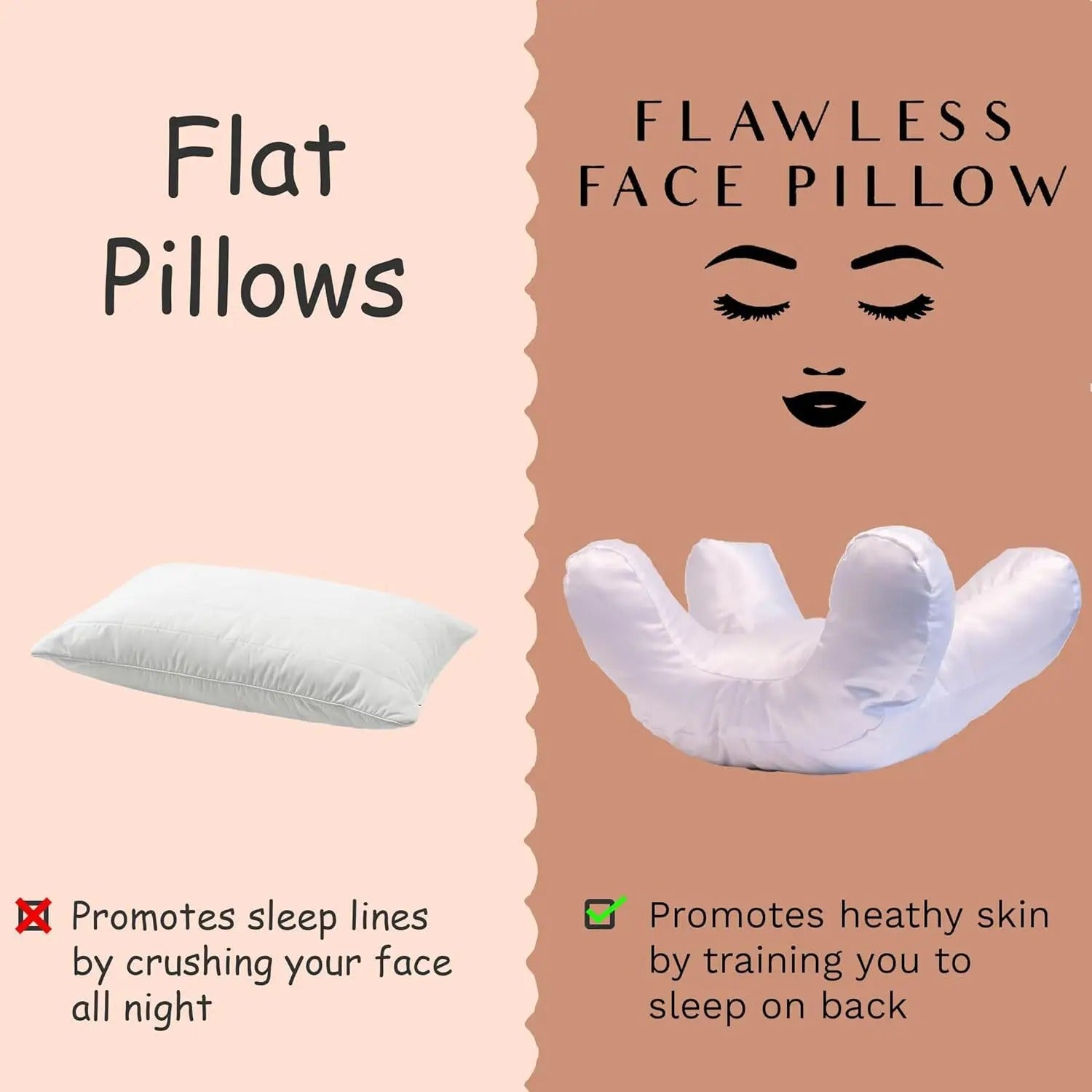 Face Pillow with Free White Satin Pillowcase – Beauty Sleep & Anti-Wrinkle Support