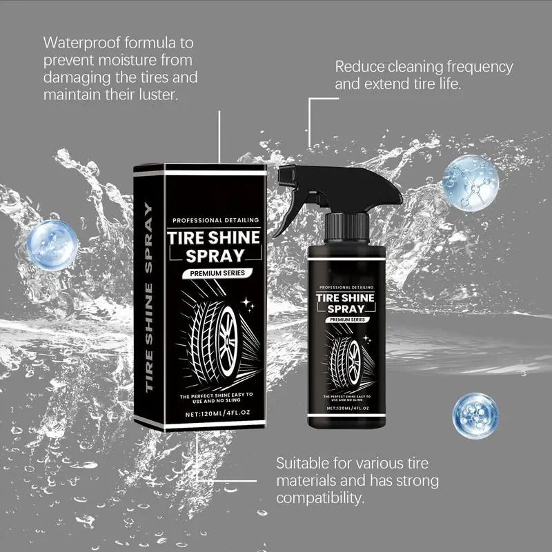 Tire Shine Spray – 120ml Wheel & Tire Dressing for Long-Lasting Gloss - Delicate Leather