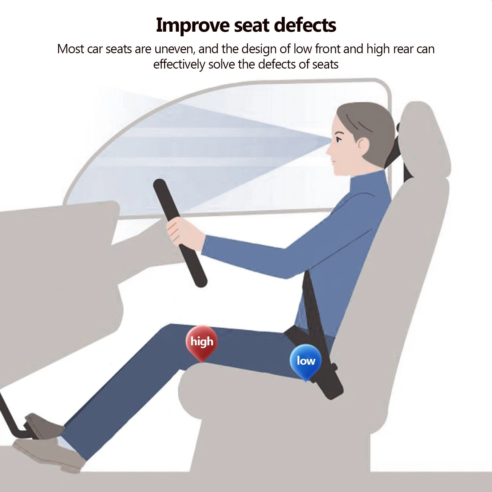 Car Seat Booster Cushion – Memory Foam Raised Seat Protector for Enhanced Comfort