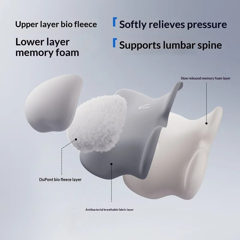 Memory Foam Car Neck & Lumbar Support Pillow – Dual-Use Travel Cushion for Comfortable Driving - Delicate Leather
