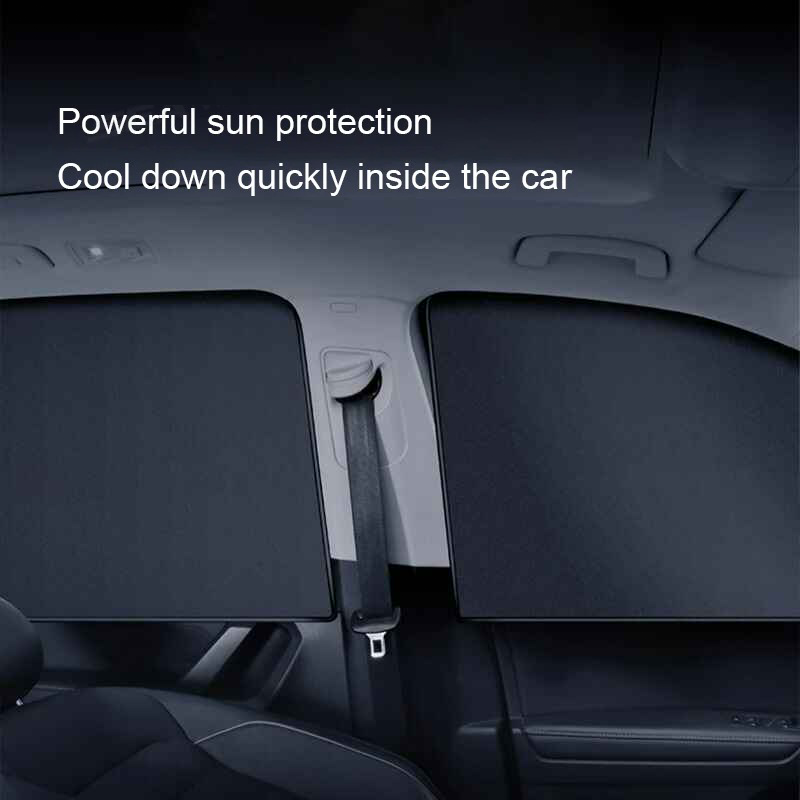 2Pcs Magnetic Car Side Window Sun Shade Curtains – UV Blocking Heat-Insulated Privacy Covers for Front & Rear Windows