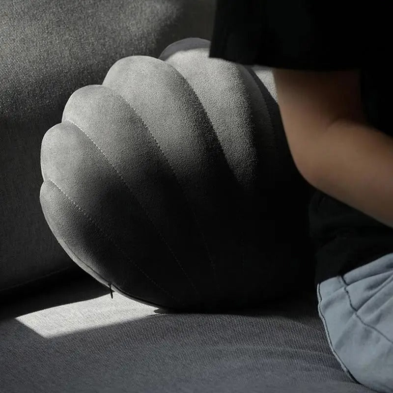 Seashell Shaped Decorative Car Seat Pillow – Soft Velvet Accent Throw Pillow - Delicate Leather