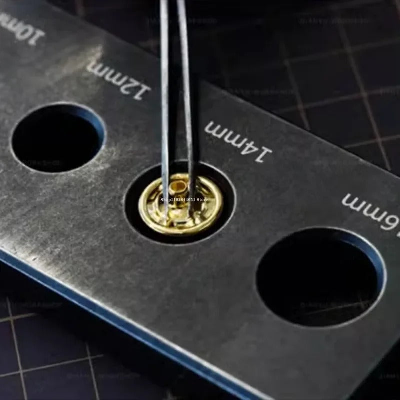 Stainless Steel Base Punching Needle Set – DIY Snap Fastener, Mounting, and Removing Tool for Leathercraft - Delicate Leather