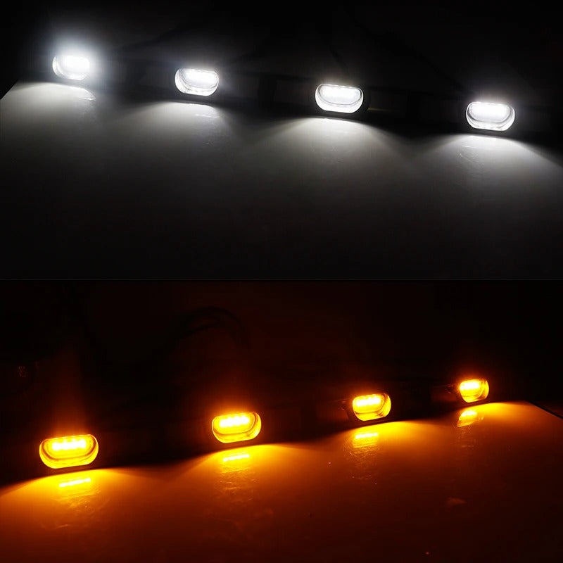 4pc LED Front Grille Lights Kit - Amber/White for 2012-2015 Toyota Tacoma - Delicate Leather
