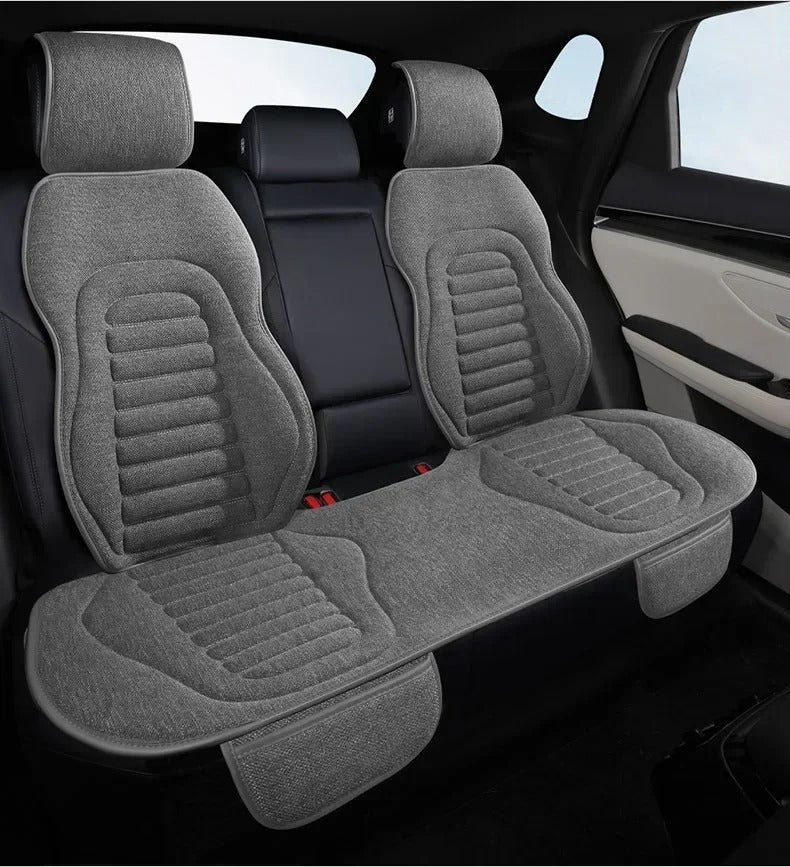 Universal Flax Car Seat Covers – Breathable Four-Season Linen Seat Protectors | Anti-Slip, Eco-Friendly, Semi-Wrap Design for Cars, SUVs, MPVs - Delicate Leather