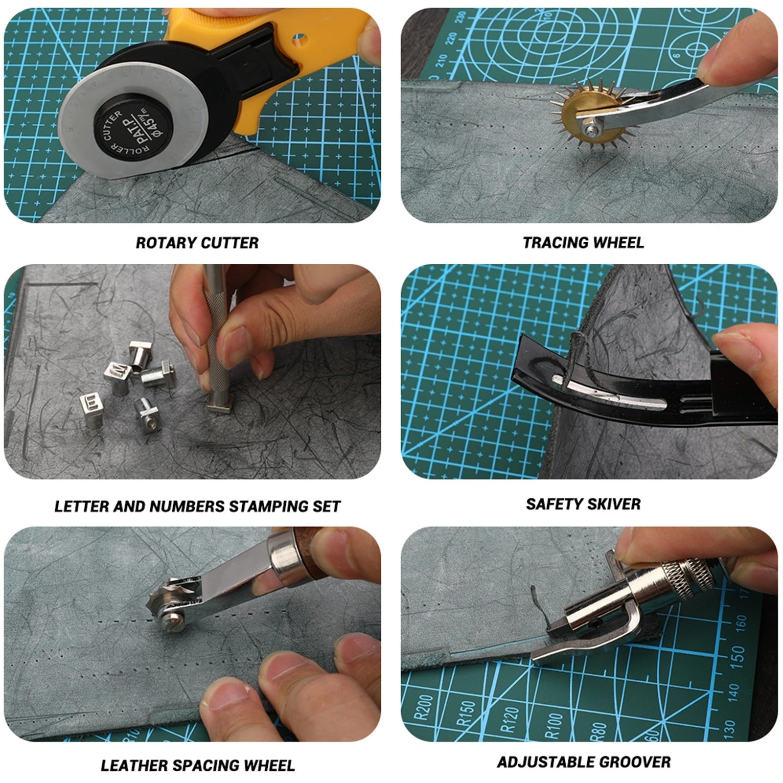 Professional Leather Working Tools Kit – Stamping Tools, Cutting Mat, Groover, and Rivets for DIY Beginners - Delicate Leather