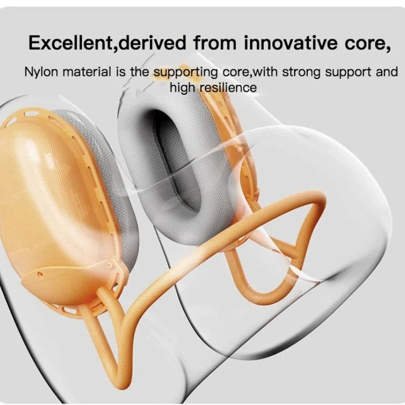 Patented Memory Foam Travel Pillow with Noise-Canceling Earmuffs – 360° Neck Support for Planes, Cars, Office - Delicate Leather