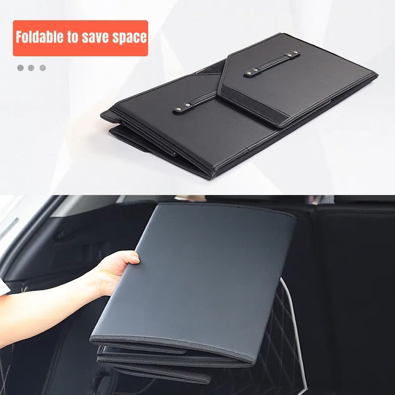 Luxury Leather Car Trunk Organizer – Large-Capacity Foldable Storage Box for BMW, Benz, Tesla, VW & More - Delicate Leather