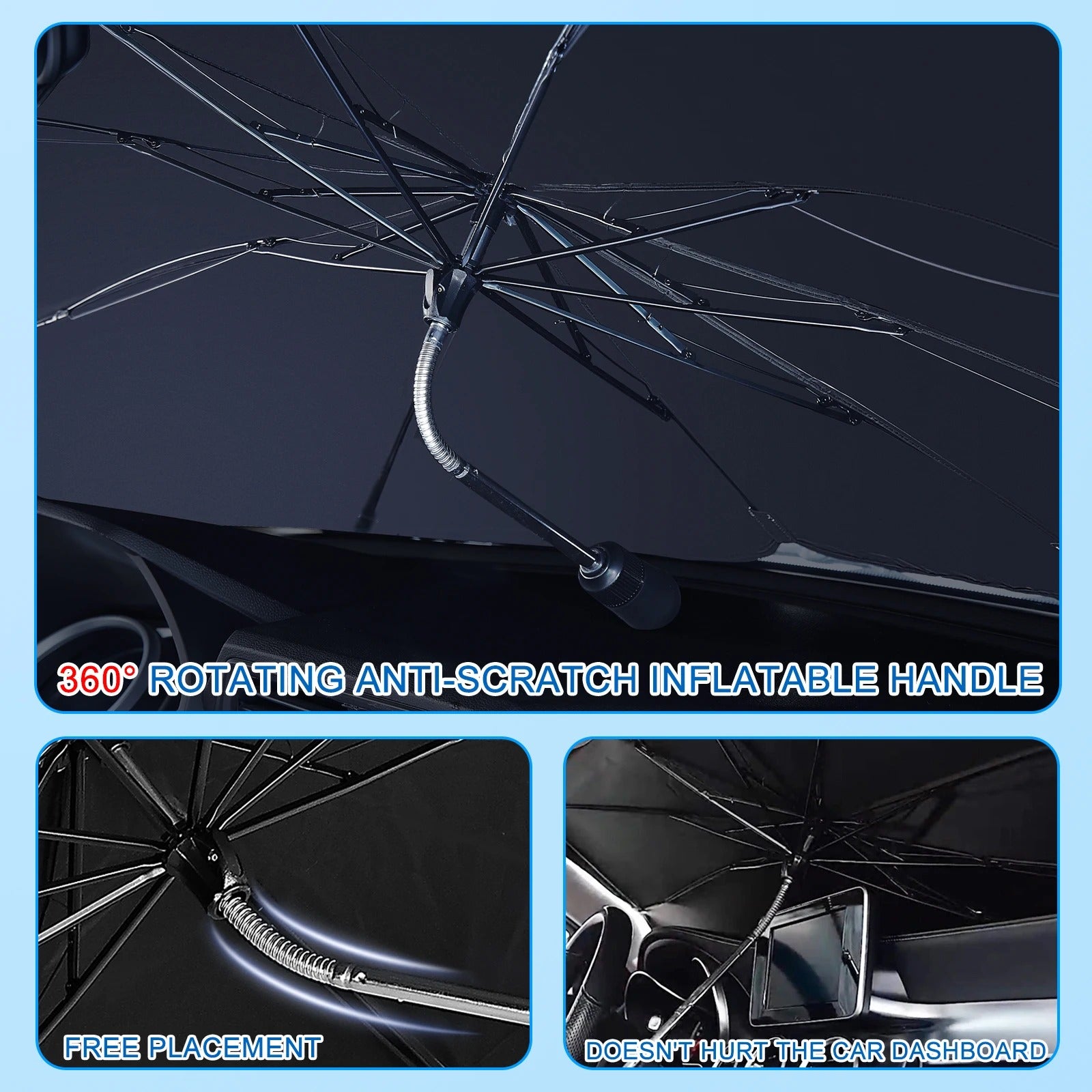 New Foldable Car Sunshade Umbrella - High-Quality Summer Windshield Heat Protection - Delicate Leather