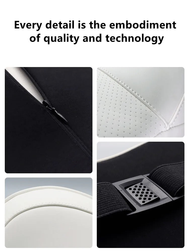 Nappa Leather Memory Foam Headrest & Lumbar Pillow - Neck and Back Support for Tesla Model 3/Y/X/S - Delicate Leather