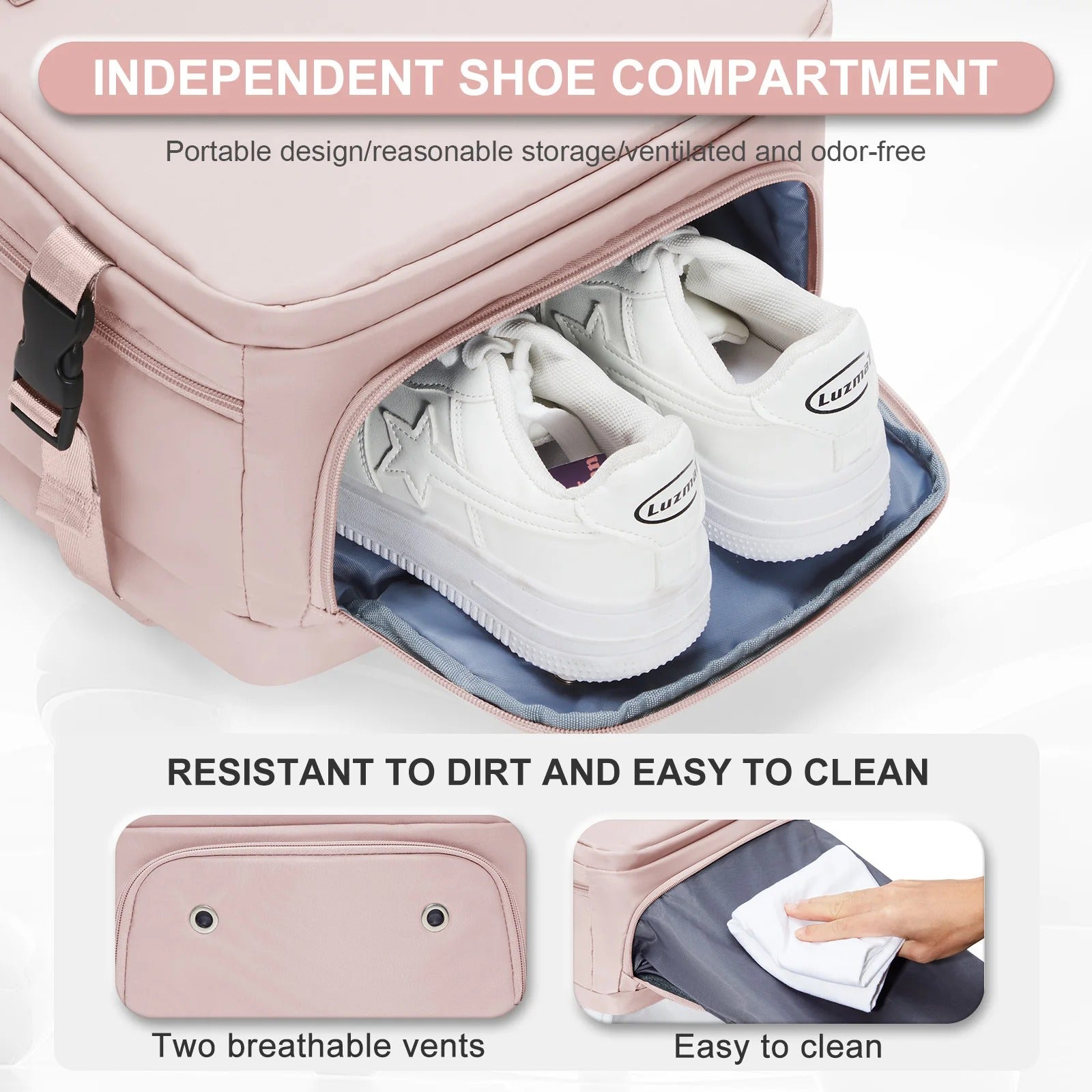 Large Carry-On Travel Backpack – Women's College & Work Laptop Bag with Shoe Compartment - Delicate Leather