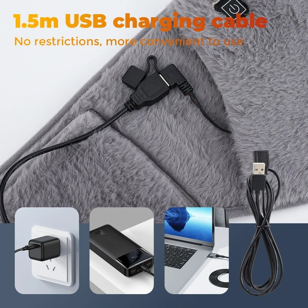 3-Level Electric Graphene Heating Pad - USB Rechargeable Abdominal, Hand, and Waist Warmer - Delicate Leather