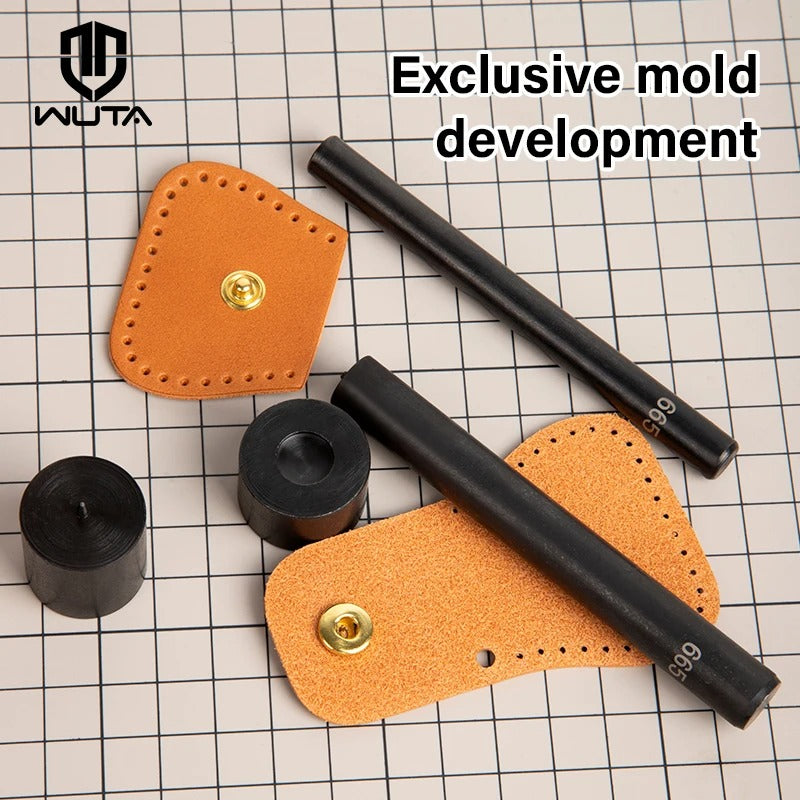 Professional Snap Button Setter Tool Kit – Precision Mold Die Tools for Snap Fastener Installation (8/10/12.5/15mm) - Delicate Leather