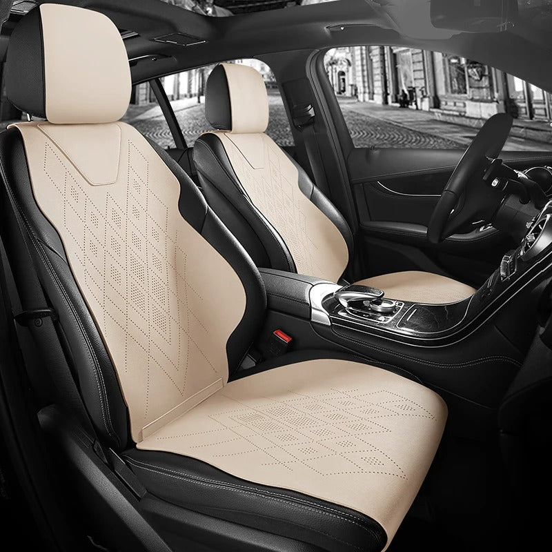 Universal Suede Saddle Seat Cushion Pad – Half-Covered 5-Seat Set for Sedan & SUV - Delicate Leather