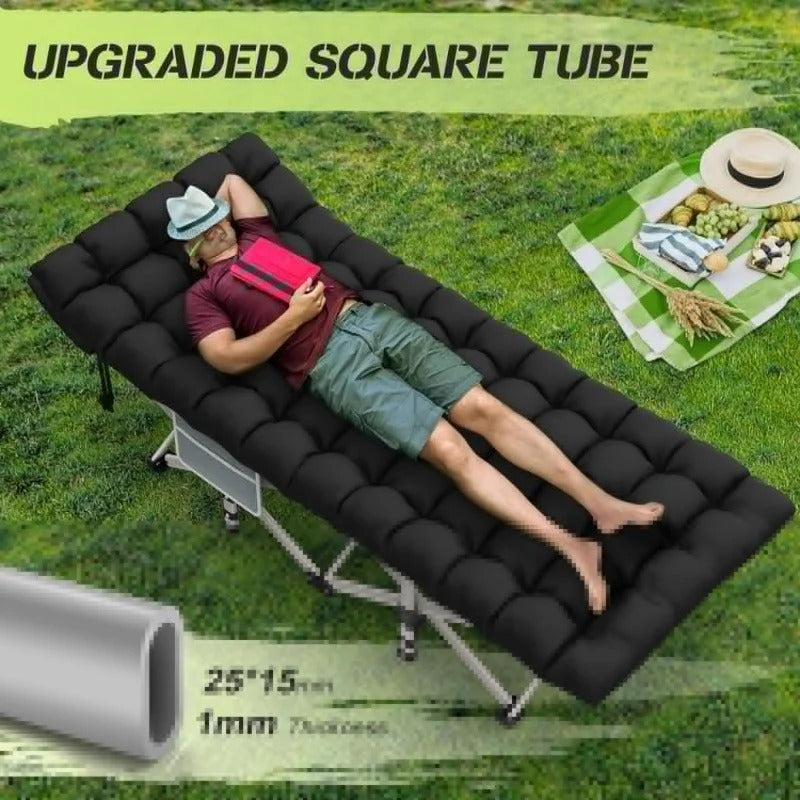 Camping Cot – Portable Folding Bed for Adults with 1200D Double-Layer Oxford Fabric - Delicate Leather