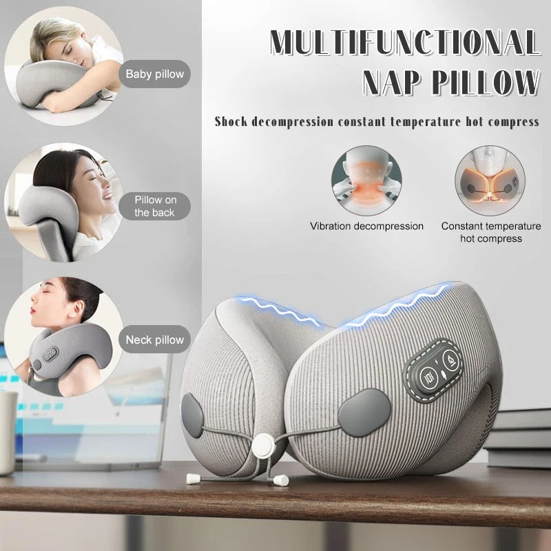Portable U-Shaped Memory Foam Travel Pillow – Ergonomic Neck Protection and Cervical Support for Adults - Delicate Leather