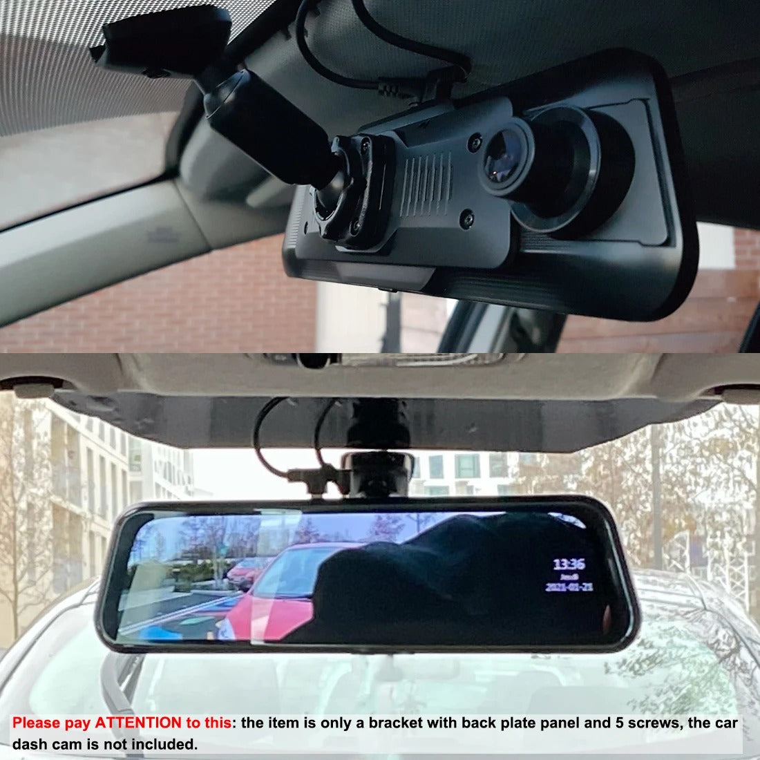 Auto DVR Rear Mirror Driving Recorder Mount Holder - Back Plate Panel & Bracket for GPS Dash Cam - Delicate Leather