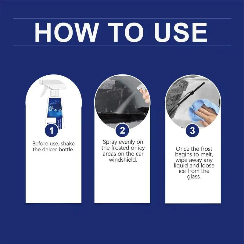 Car Windshield Deicer Spray – Anti-Frost Defrost Spray for Clear Visibility (100ml) - Delicate Leather