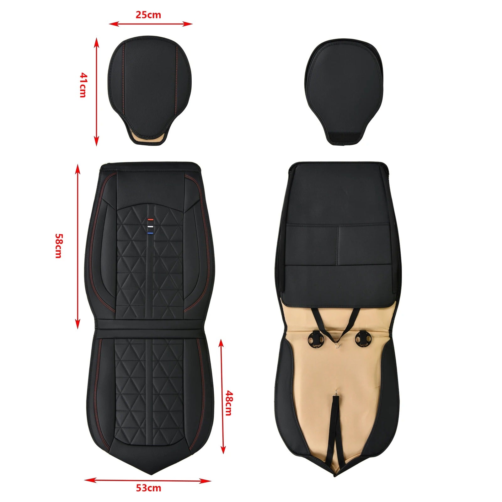 Premium Waterproof Faux Leather Seat Covers for Front 2 Seats - Universal Anti-Slip Car Seat Cushions - Delicate Leather