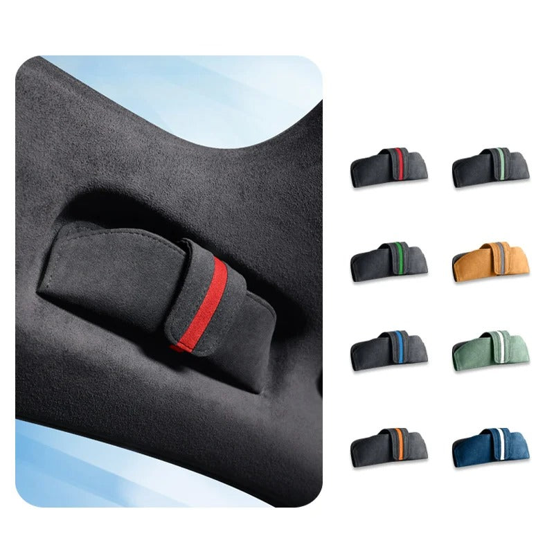 Alcantara Suede Magnetic Sunglasses Holder – Stylish Car Glasses Case Storage Box - Delicate Leather