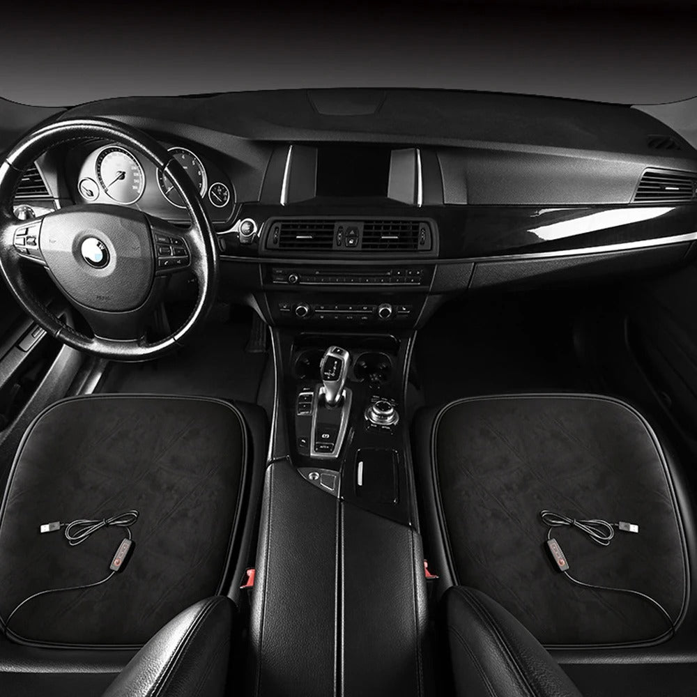 Universal USB Heated Car Seat Cushion – Winter Warm Plush Pad for Ultimate Comfort - Delicate Leather