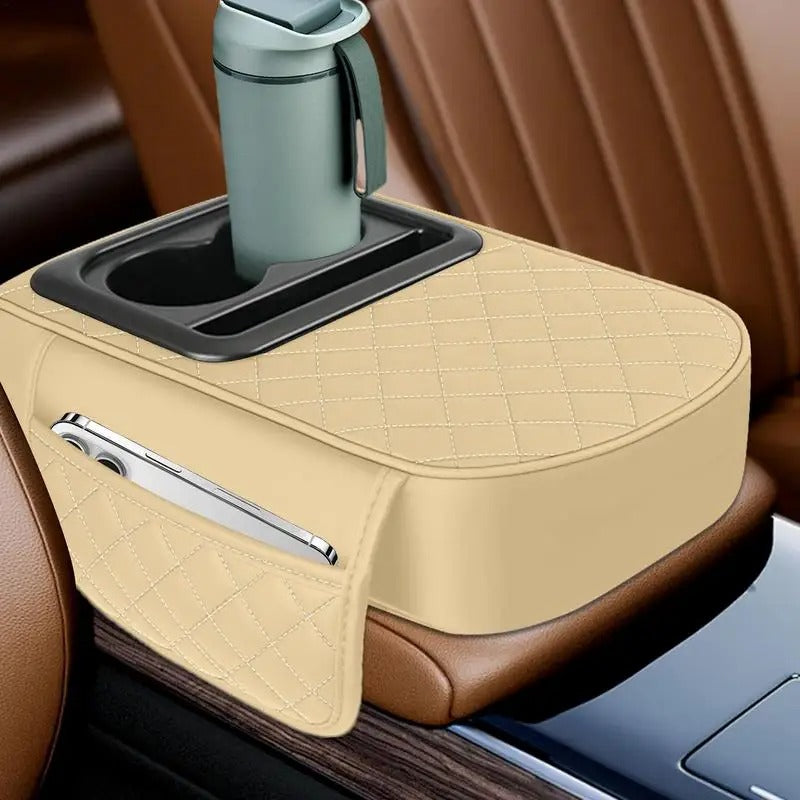 Car Armrest Box Pad – Universal Console Cushion for Comfort and Support - Delicate Leather