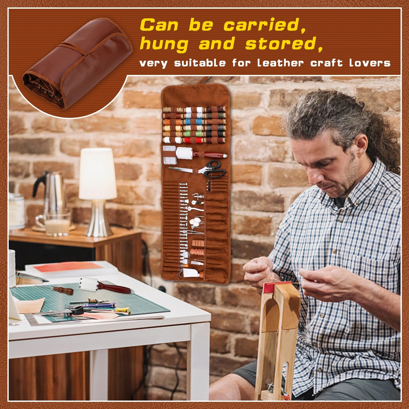 92-Piece Leather Working Kit with Custom Storage Bag - Complete Leather Craft Tools for Beginners & Professionals - Delicate Leather
