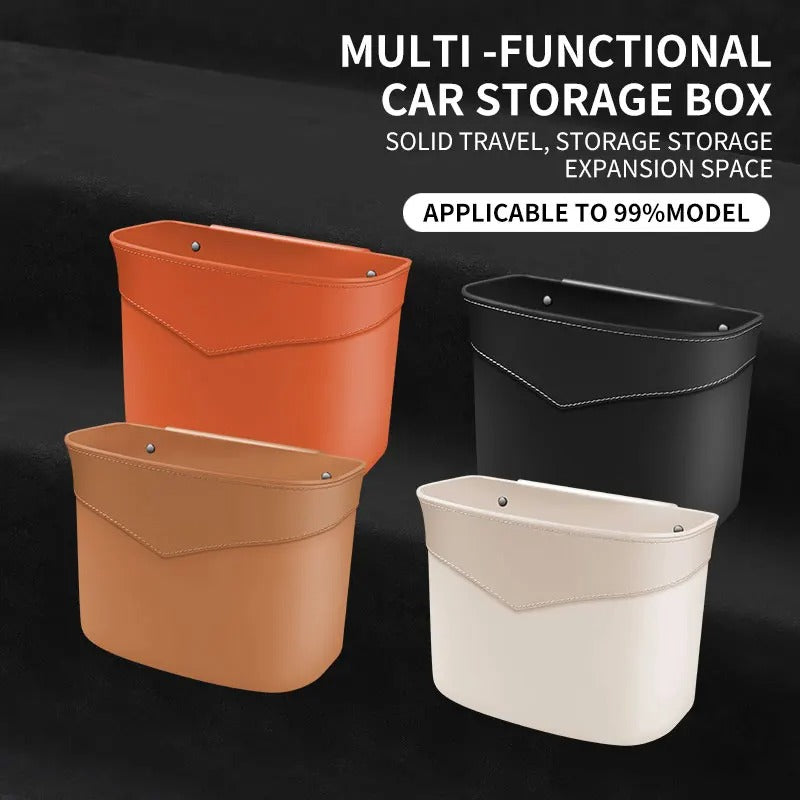 Car Trash Can & Storage Bag – Hanging Rear and Front Seat Organizer - Delicate Leather