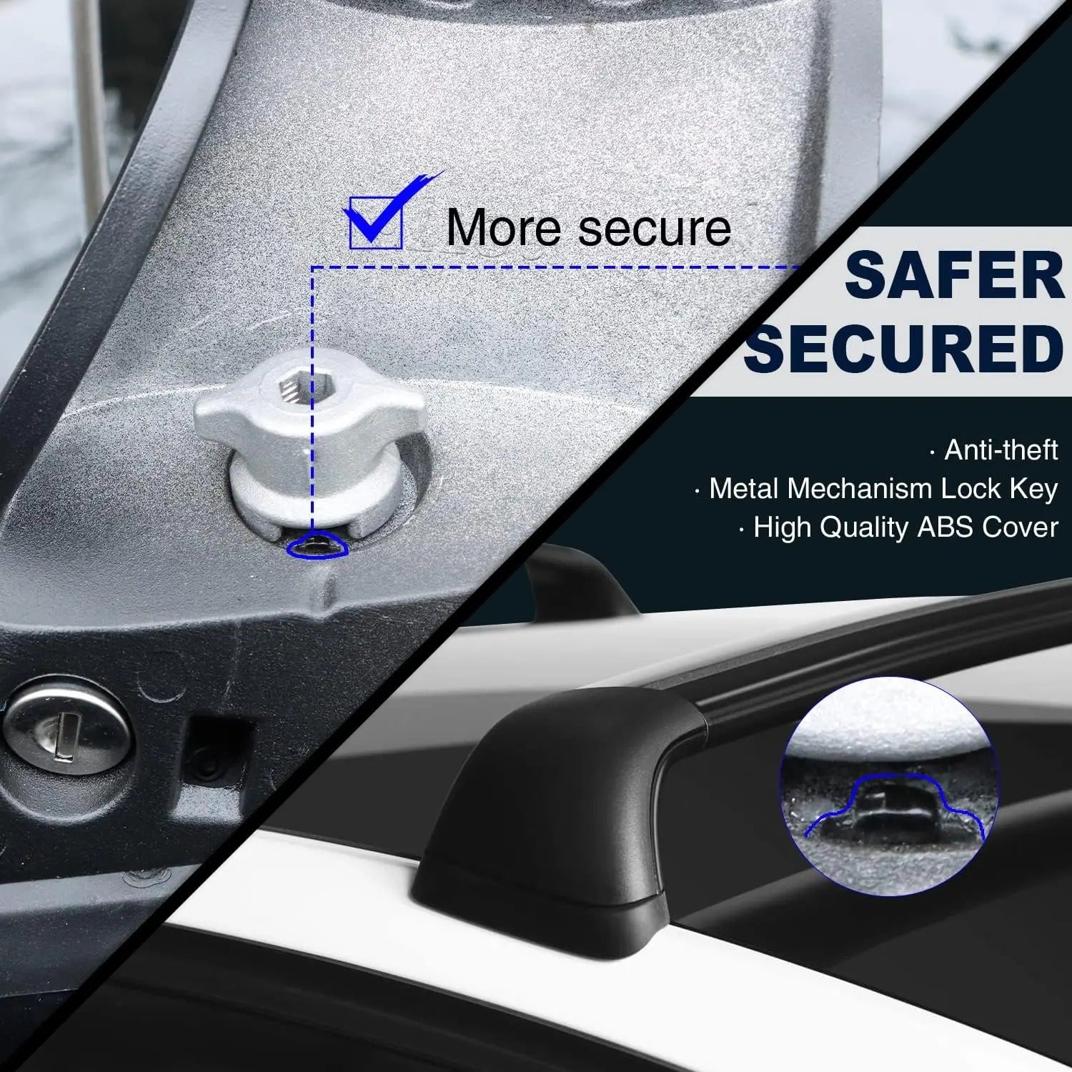 Lockable Roof Rack for Tesla Model Y (2022-2024) - Antitheft Cross Bars for Luggage Carrier - Delicate Leather