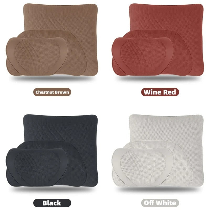 High-End Leather Car Seat Headrest and Neck Pillow with Soft Latex Back Support – Multifunctional Pillow and Quilt Set