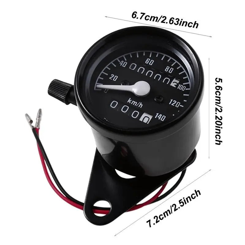 LED Retro Digital Tachometer – 12V Motorcycle Speedometer with Dual Mileage Display & GPS - Delicate Leather