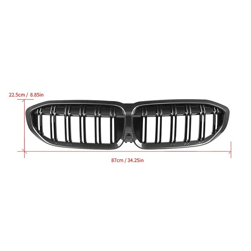 Real Carbon Fiber Front Kidney Grille for BMW 3 Series G20/G21/G28 Pre-LCI (2019-2022) - Delicate Leather