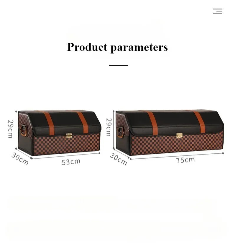 Premium Leather Car Trunk Organizer – Versatile, Foldable Storage Solution for Travel, Camping, and Everyday Car Use - Delicate Leather