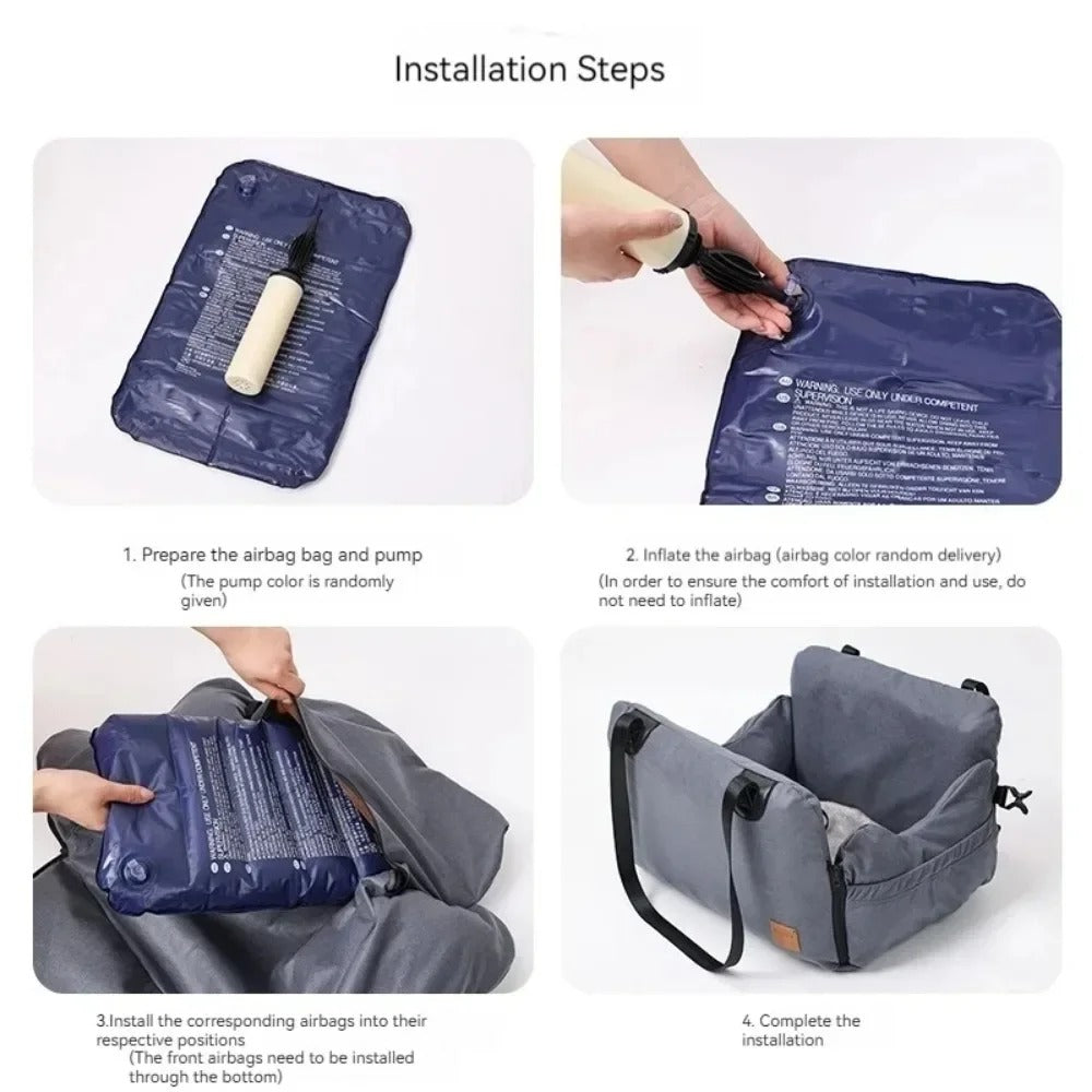 Thick Pet Car Seat Travel Carrier - Detachable, Washable, Ultra-Soft Travel Bed for Cats & Dogs - Delicate Leather