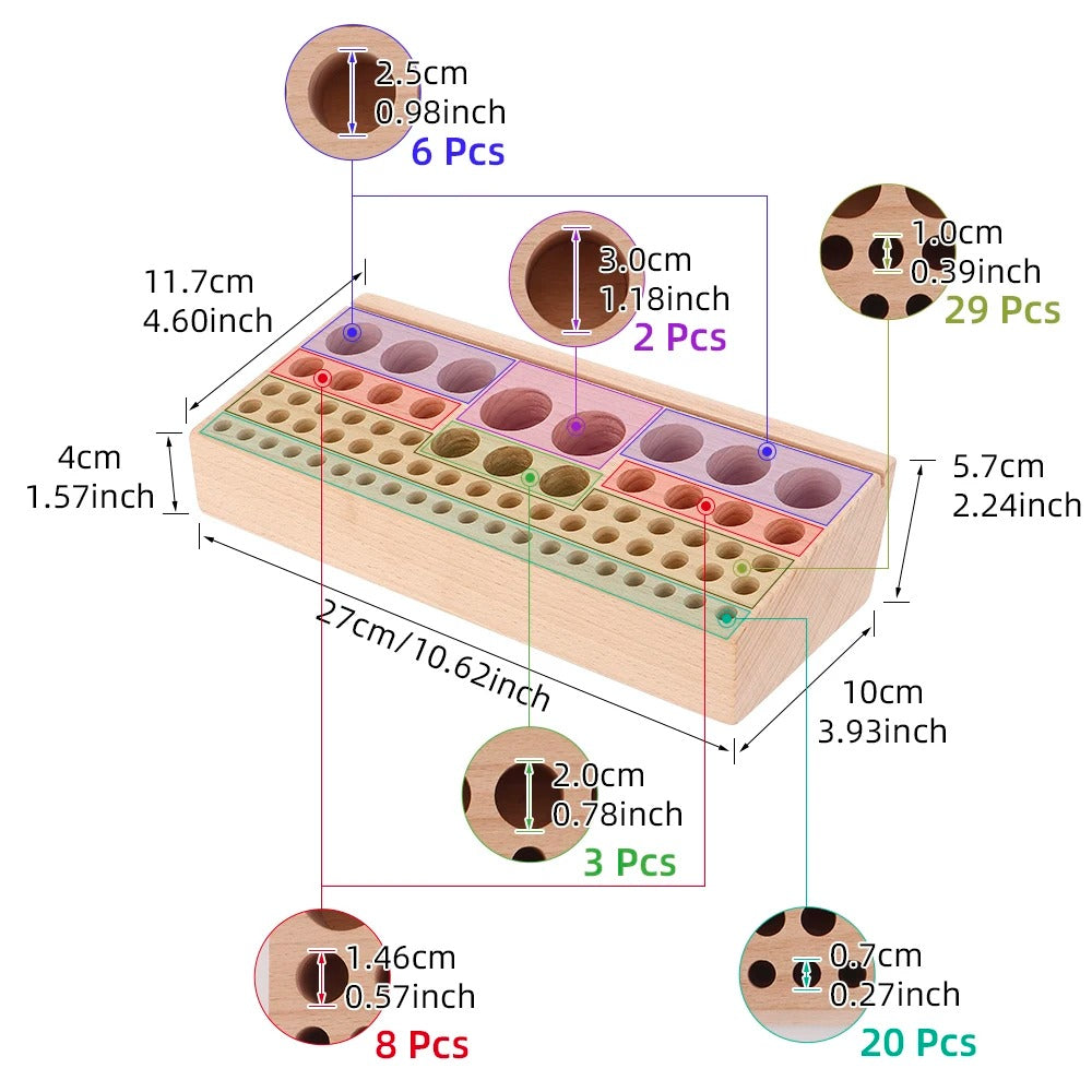 68-Hole Wooden Leather Craft Tool Holder – Professional Organizer for Leather Punch Tools and Accessories - Delicate Leather