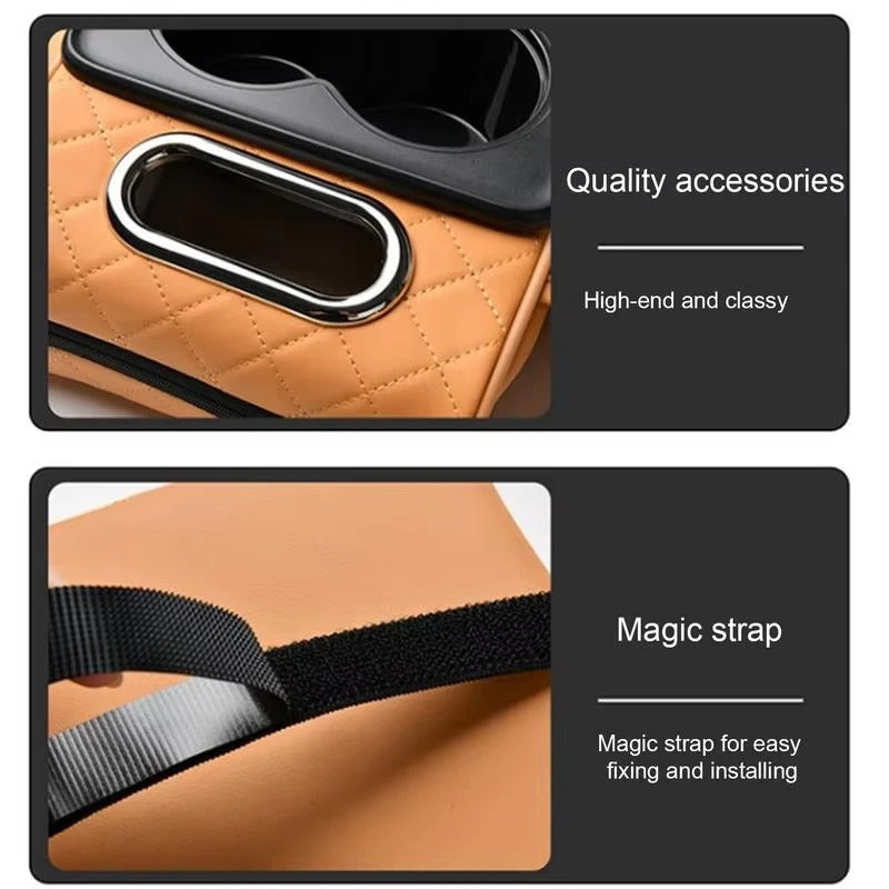 Thick Car Center Console Armrest Cushion with Tissue Box, Cup Holder, and Side Extension – Portable Car Pillow Armrest Pad