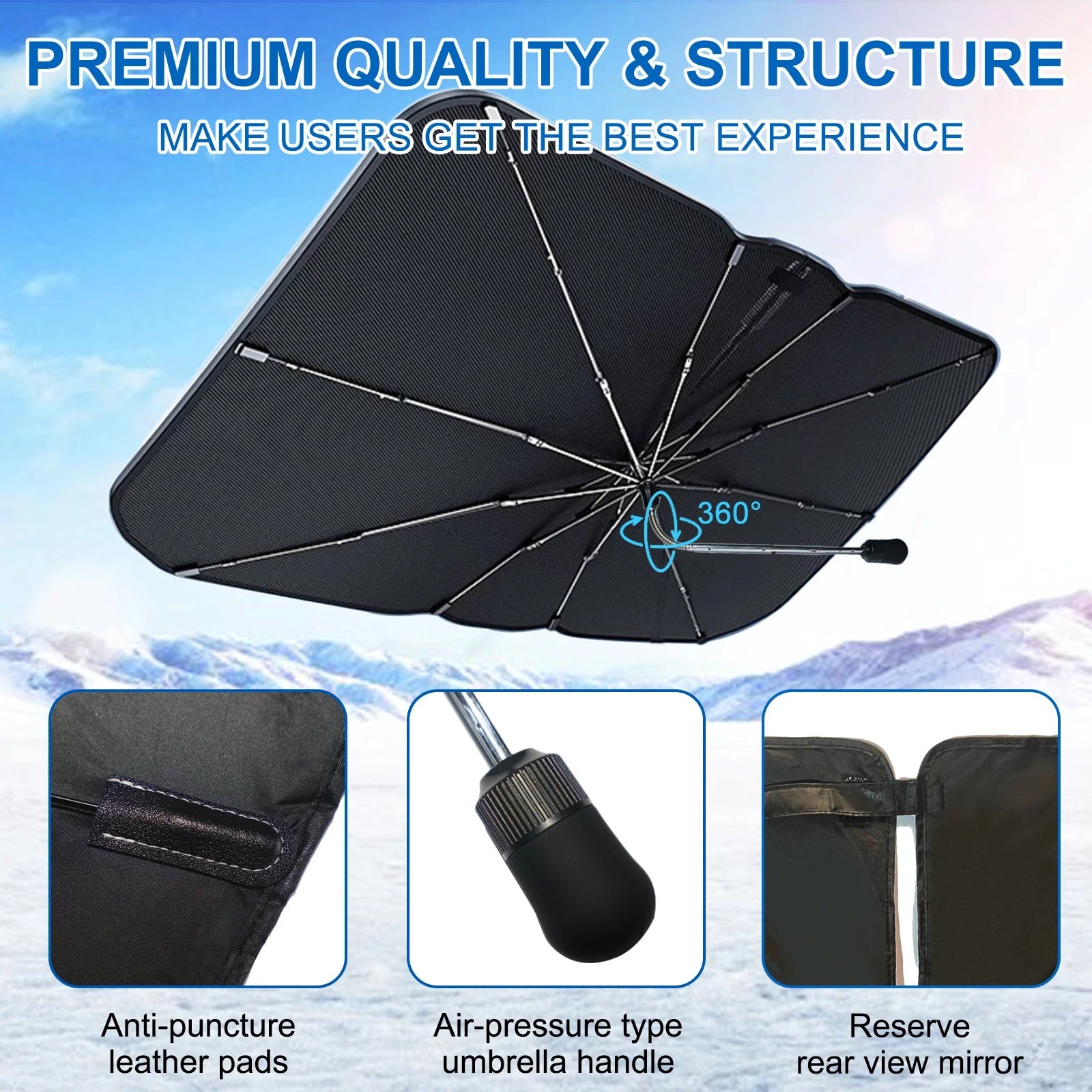 New Foldable Car Sunshade Umbrella - High-Quality Summer Windshield Heat Protection - Delicate Leather