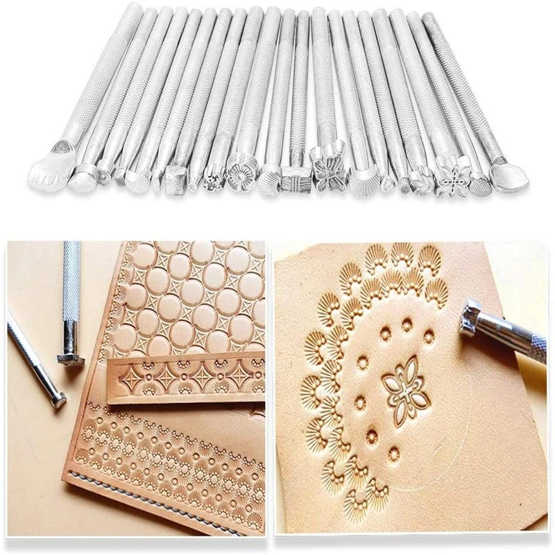 50-Piece Leather Craft Tools Kit – Complete Set for Sewing, Punching, Carving, and More - Delicate Leather